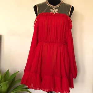 Elegant Red Off-Shoulder Dress